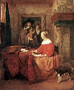 METSU, Gabriel A Woman Seated at a Table and a Man Tuning a Violin sg Sweden oil painting artist